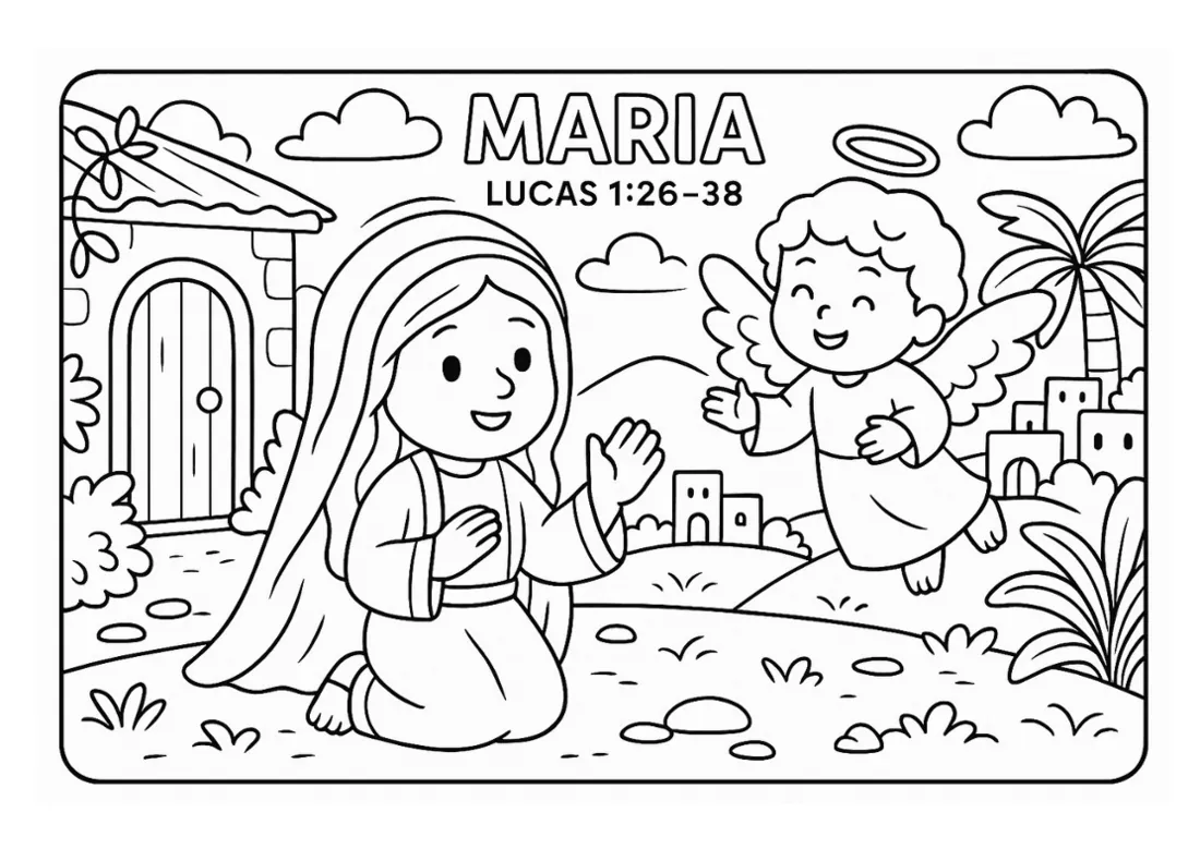 Página para colorir — Maria (Lucas 1:26-38)